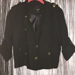 Crop Military Jacket with Gold Button Detail